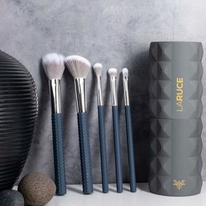 LARUCE Christine Luxury Makeup Brush Set of 5 with Travel Cup Face & Eyes *BNIP